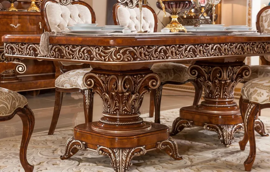 Casa Padrino Luxus Barock Esstisch Braun / Bronze - Prunkvoller Massivholz Esszimmertisch im Barockstil - Barock Esszimmer Möbel - Luxus Esszimmer Möbel im Barockstil - Edel & Prunkvoll