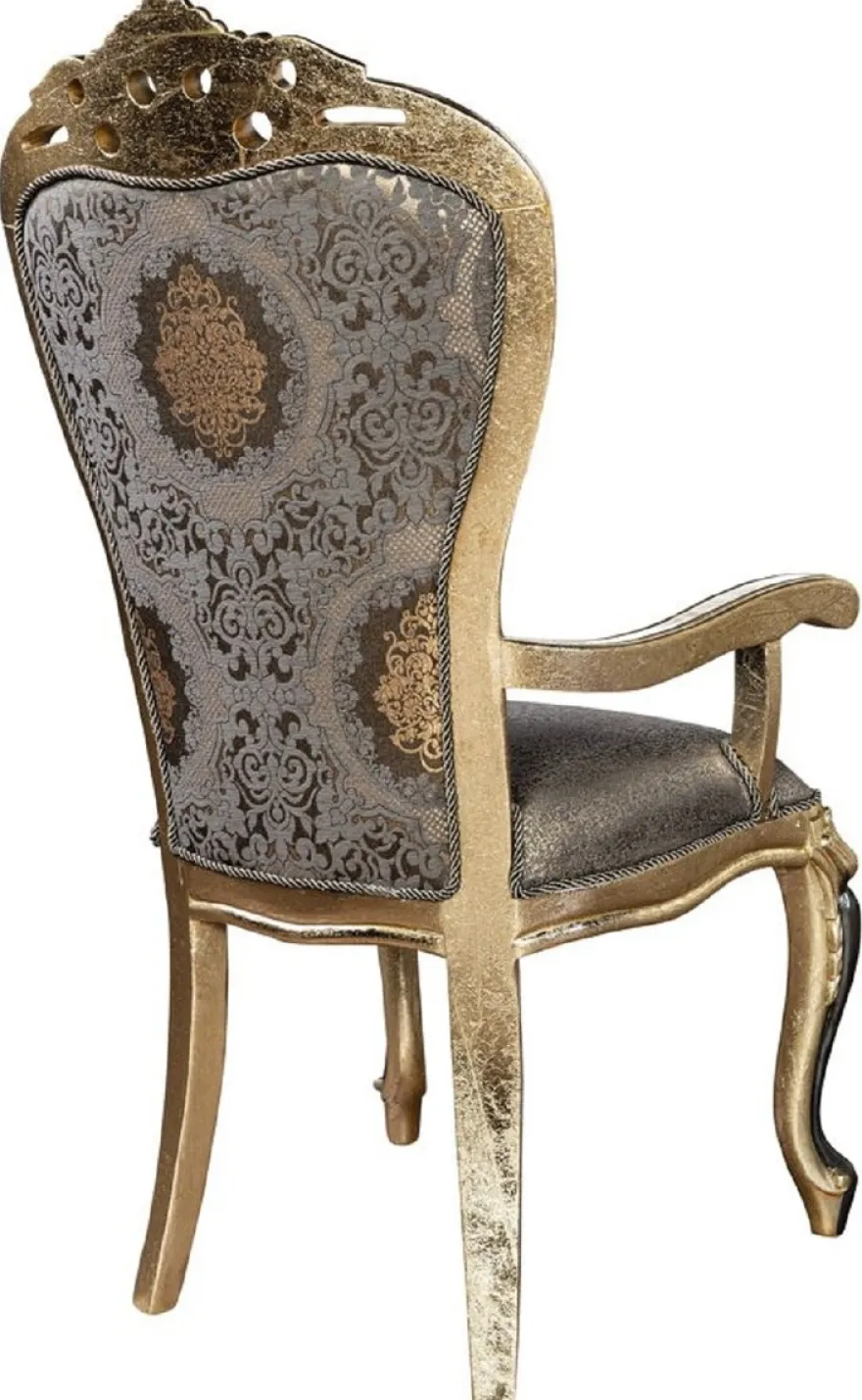 Casa Padrino Luxus Barock Esszimmer Stuhl 6er Set Lila / Antik Gold / Schwarz - Handgefertigte Barockstil Küchen Stühle - Luxus Barockstil Esszimmer Möbel - Barock Esszimmer Möbel