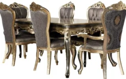 Casa Padrino Luxus Barock Esszimmer Stuhl 6er Set Lila / Antik Gold / Schwarz - Handgefertigte Barockstil Küchen Stühle - Luxus Barockstil Esszimmer Möbel - Barock Esszimmer Möbel