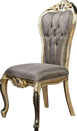 Casa Padrino Luxus Barock Esszimmer Stuhl 6er Set Lila / Antik Gold / Schwarz - Handgefertigte Barockstil Küchen Stühle - Luxus Barockstil Esszimmer Möbel - Barock Esszimmer Möbel