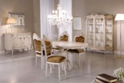 Casa Padrino Luxus Barock Esszimmer Set Braun / Cremefarben / Silber - 1 Barock Esstisch & 6 Barock Esszimmerstühle - Esszimmer Möbel im Barockstil - Luxus Qualität - Made in Italy