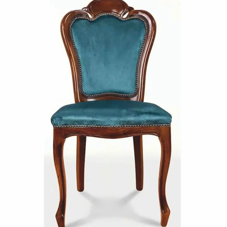 Casa Padrino Luxus Barock Esszimmer Stuhl 6er Set Blau / Braun - Barock Möbel