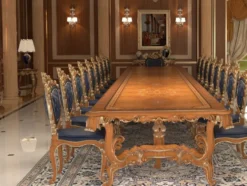 Casa Padrino Luxus Barock Esszimmer Stuhl Set Dunkelblau / Braun / Gold 57 x 62 x H. 105 cm - Prunkvolles Küchen Stühle 6er Set - Hotel Restaurant Schloss Möbel - Luxus Qualität - Made in Italy