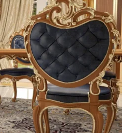 Casa Padrino Luxus Barock Esszimmer Stuhl Set Dunkelblau / Braun / Gold 57 x 62 x H. 105 cm - Prunkvolles Küchen Stühle 6er Set - Hotel Restaurant Schloss Möbel - Luxus Qualität - Made in Italy