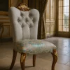 Casa Padrino Luxus Barock Esszimmer Stuhl mit Glitzersteinen Grau / Türkis / Braun / Gold - Esszimmer Möbel im Barockstil - Luxus Möbel im Barockstil - Barock Möbel - Barock Interior