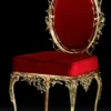 Casa Padrino Luxus Barock Esszimmer Stuhl Bordeauxrot / Gold - Handgefertigter Bronze Stuhl mit edlem Samtstoff - Luxus Esszimmer Möbel im Barockstil - Barock Möbel