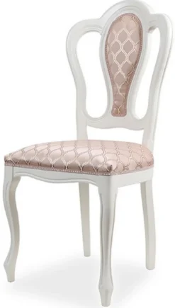 Casa Padrino Luxus Barock Esszimmer Stuhl 8er Set mit Muster Rosa / Weiß - Prunkvolle Barockstil Küchen Stühle - Luxus Esszimmer Möbel im Barockstil - Edel & Prunkvoll