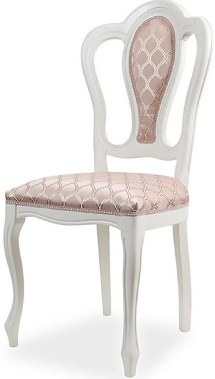 Casa Padrino Luxus Barock Esszimmer Stuhl 8er Set mit Muster Rosa / Weiß - Prunkvolle Barockstil Küchen Stühle - Luxus Esszimmer Möbel im Barockstil - Edel & Prunkvoll