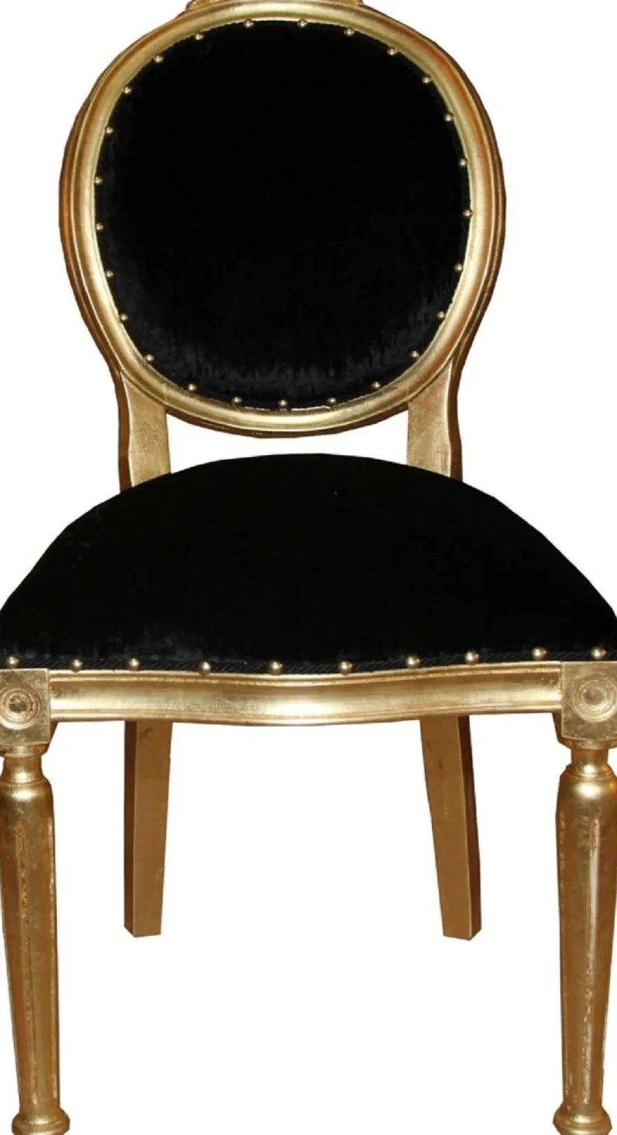 Casa Padrino Luxus Barock Esszimmer Set Medaillon Schwarz / Gold 50 x 52 x H. 99 cm - 4 handgefertigte Esszimmerstühle - Barock Esszimmermöbel