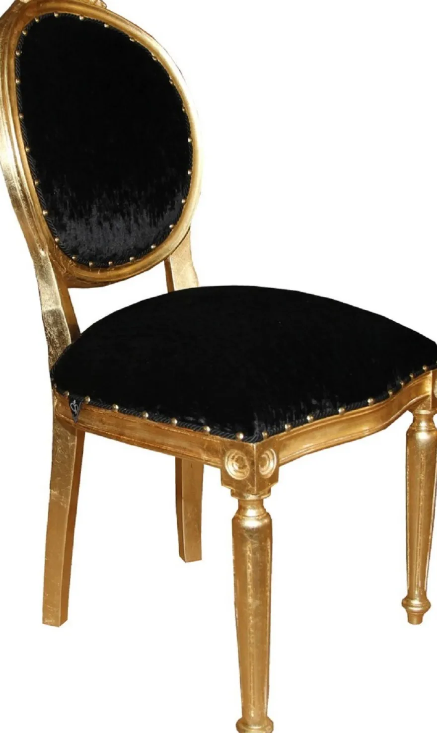 Casa Padrino Luxus Barock Esszimmer Set Medaillon Schwarz / Gold 50 x 52 x H. 99 cm - 4 handgefertigte Esszimmerstühle - Barock Esszimmermöbel