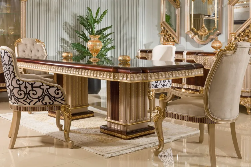Casa Padrino Luxus Barock Esszimmer Stuhl mit Armlehnen Grau / Gold H. 100 cm