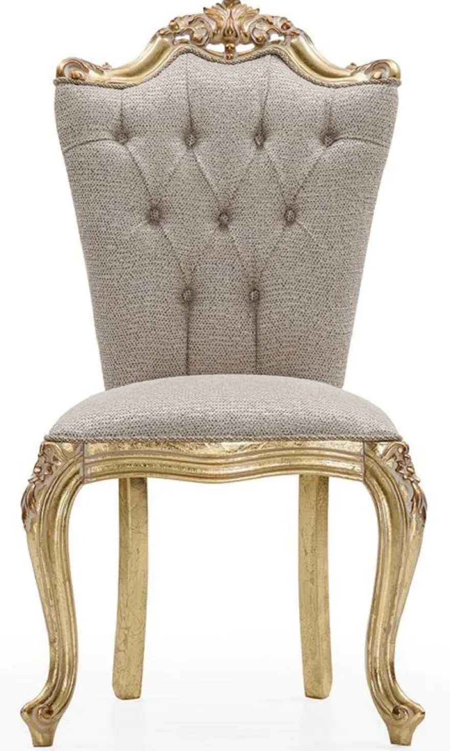 Casa Padrino Luxus Barock Esszimmer Stuhl 8er Set Grau / Gold - Prunkvolle Barockstil Küchen Stühle - Luxus Esszimmer Möbel im Barockstil - Barock Esszimmer Möbel - Barockstil Möbel