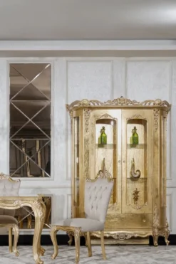 Casa Padrino Luxus Barock Esszimmer Stuhl 8er Set Grau / Gold - Prunkvolle Barockstil Küchen Stühle - Luxus Esszimmer Möbel im Barockstil - Barock Esszimmer Möbel - Barockstil Möbel