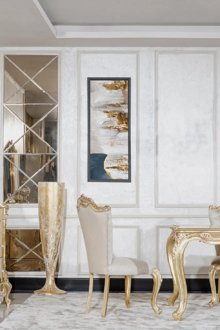 Casa Padrino Luxus Barock Esszimmer Stuhl 8er Set Grau / Gold - Prunkvolle Barockstil Küchen Stühle - Luxus Esszimmer Möbel im Barockstil - Barock Esszimmer Möbel - Barockstil Möbel