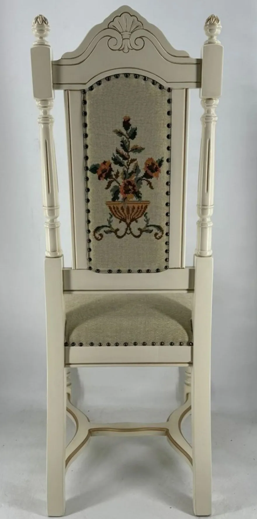 Casa Padrino Luxus Barock Esszimmer Stuhl Grau / Creme / Gold - Barock Esszimmer Möbel