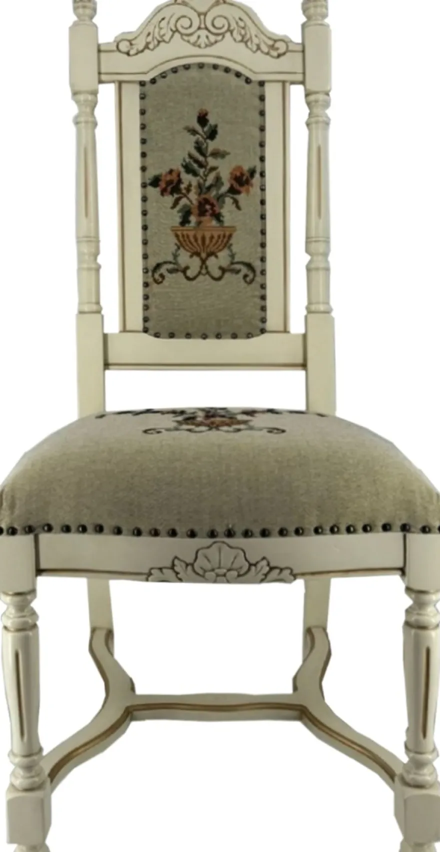Casa Padrino Luxus Barock Esszimmer Stuhl Grau / Creme / Gold - Barock Esszimmer Möbel