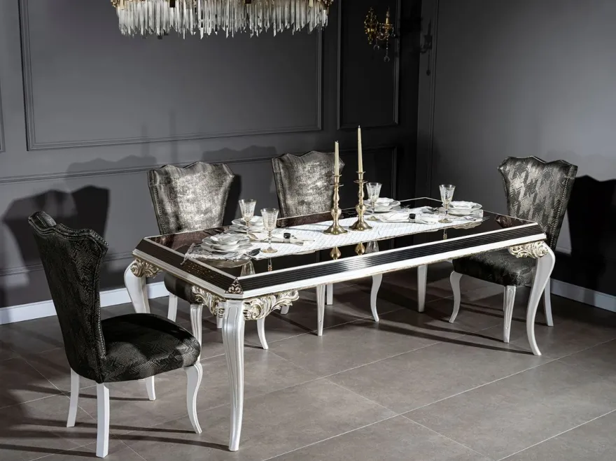 Casa Padrino Luxus Barock Esszimmer Stuhl Set Grün / Gold / Weiß 49 x 56 x H. 102 cm - Edles Küchen Stühle 6er Set - Barock Esszimmer Möbel