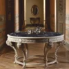 Casa Padrino Luxus Barock Esstisch mit Marmorplatte Grau / Schwarz Ø 142 cm - Made in Italy