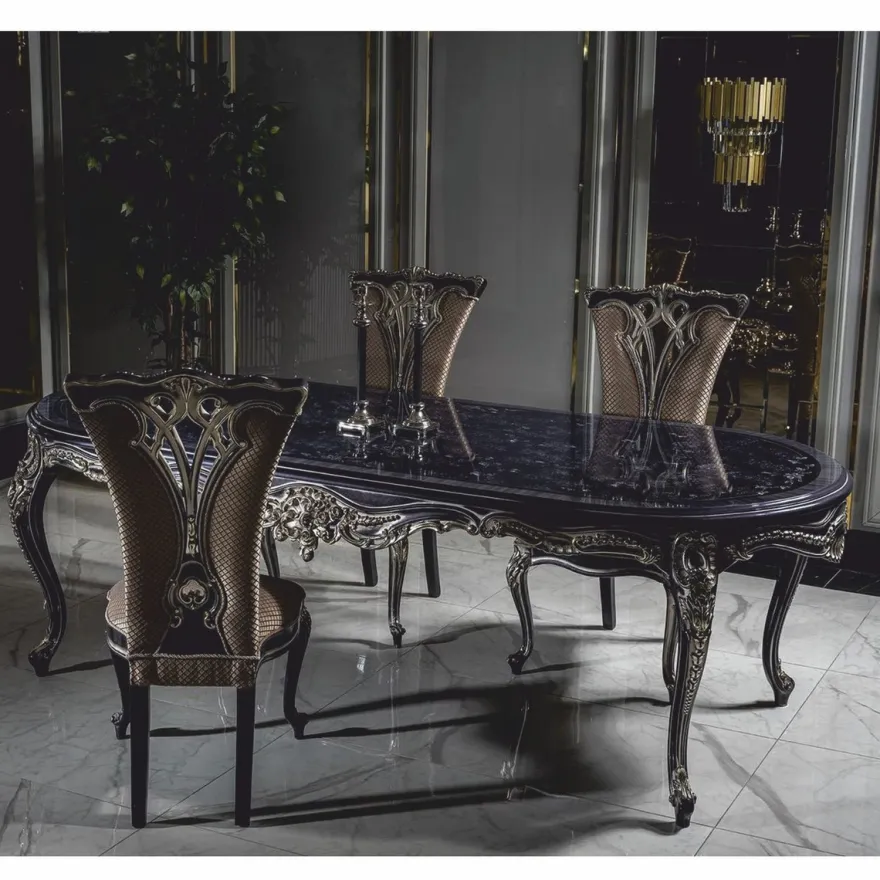 Casa Padrino Luxus Barock Esszimmer Stuhl 6er Set Gold / Lila - Barock Esszimmer Möbel