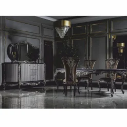 Casa Padrino Luxus Barock Esszimmer Stuhl 6er Set Gold / Lila - Barock Esszimmer Möbel