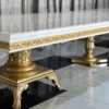 Casa Padrino Luxus Barock Esstisch Creme / Weiß / Gold - Riesiger Massivholz Esszimmertisch - Esszimmer Möbel im Barockstil - Barock Möbel - Barock Einrichtung - Edel & Prunkvoll