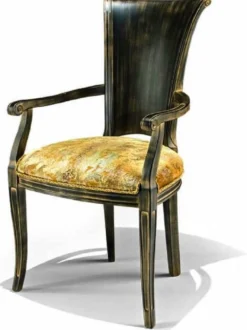 Casa Padrino Luxus Barock Esszimmer Stuhl mit Armlehnen Gold / Antik Schwarz - Made in Italy
