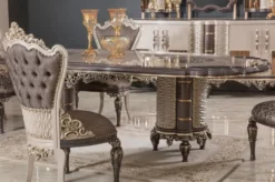 Casa Padrino Luxus Barock Esszimmer Stuhl 8er Set Grau / Braun / Gold H. 110 cm - Barock Esszimmer Möbel