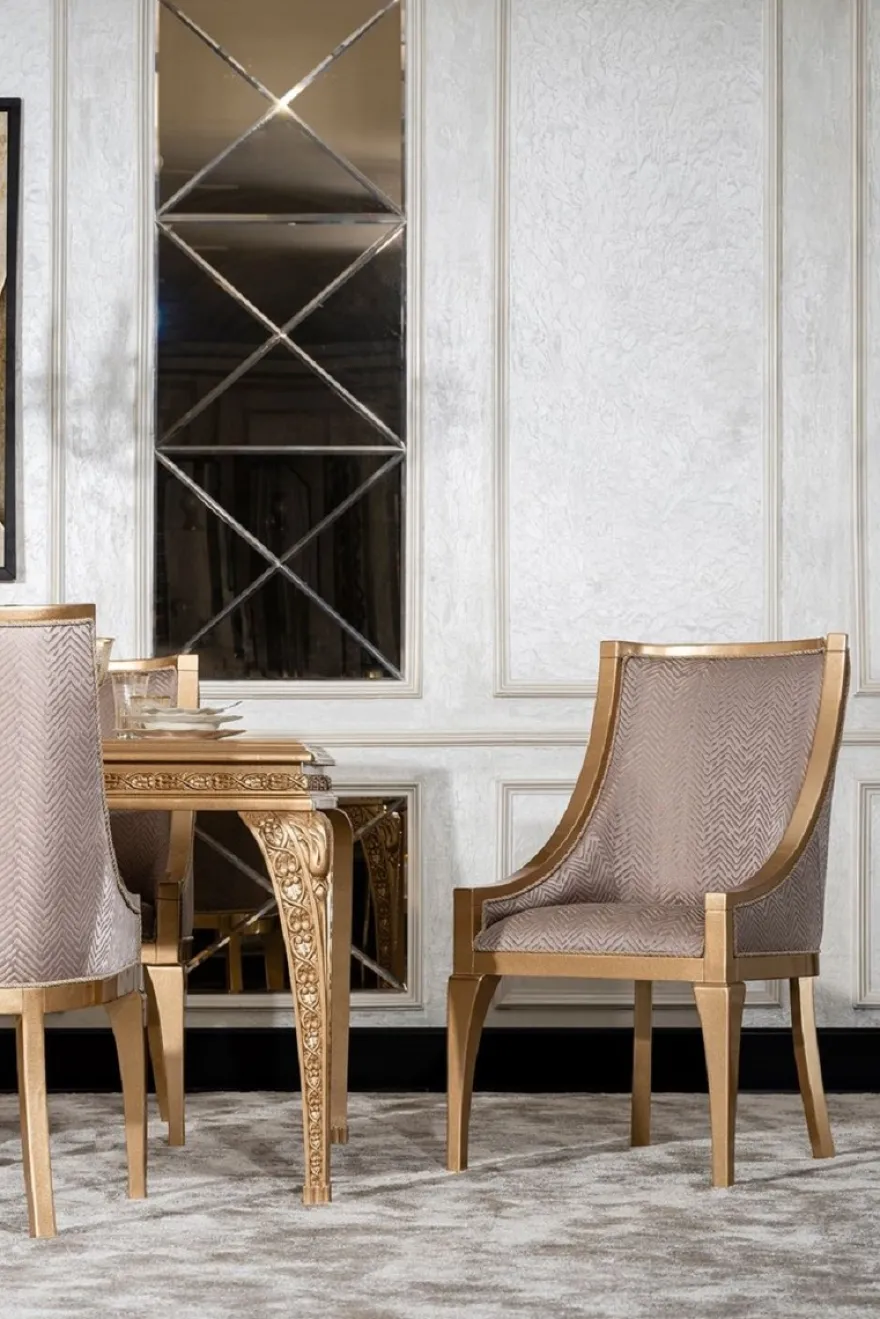 Casa Padrino Luxus Barock Esszimmer Stuhl 8er Set Grau / Gold - Barockstil Küchen Stühle - Prunkvolle Luxus Esszimmer Möbel im Barockstil - Barock Esszimmer Möbel - Edel & Prunkvoll