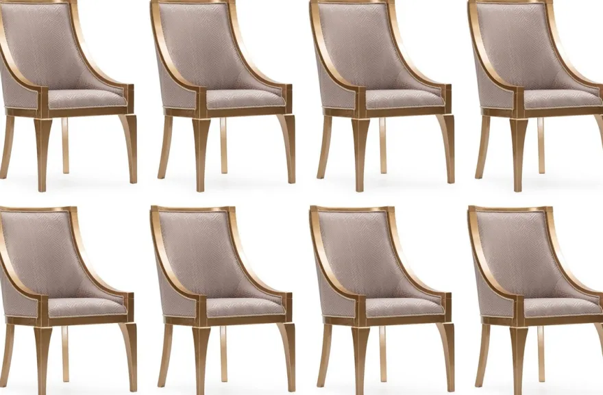 Casa Padrino Luxus Barock Esszimmer Stuhl 8er Set Grau / Gold - Barockstil Küchen Stühle - Prunkvolle Luxus Esszimmer Möbel im Barockstil - Barock Esszimmer Möbel - Edel & Prunkvoll