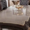 Casa Padrino Luxus Barock Esszimmer Set Blau / Grau / Dunkelbraun / Gold - 1 Barock Esstisch & 6 Barock Esszimmerstühle - Luxus Esszimmer Möbel im Barockstil - Barock Möbel - Edel & Prunkvoll