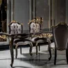 Casa Padrino Luxus Barock Esszimmer Set Silber / Schwarz / Gold - 1 Esstisch & 6 Esszimmerstühle - Barock Esszimmer Möbel - Edel & Prunkvoll