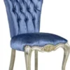 Casa Padrino Luxus Barock Esszimmerstuhl Set Blau / Silber / Gold - Handgefertigtes Küchen Stühle 6er Set - Barock Esszimmer Möbel - Edel & Prunkvoll