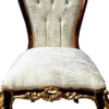 Casa Padrino Luxus Barock Esszimmerstuhl Cremefarben / Braun / Gold - Prunkvoller Massivholz Küchenstuhl - Barock Esszimmer Möbel