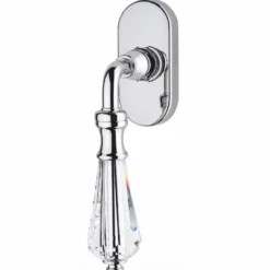Casa Padrino Luxus Barock Fensterklinke mit Kristallglas Silber 14,5 cm - Prunkvoller Fenstergriff - Barock Deko Accessoires - Made in Italy