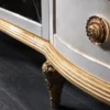 Casa Padrino Luxus Barock Fernsehschrank Weiß / Gold 241 x 43 x H. 67 cm - Barock Wohnzimmerschrank mit 4 Türen und Schublade