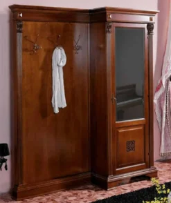 Casa Padrino Luxus Barock Garderobe mit Schrank Braun - Massivholz Garderobe im Barockstil - Luxus Garderoben Möbel im Barockstil - Luxus Qualität - Made in Italy