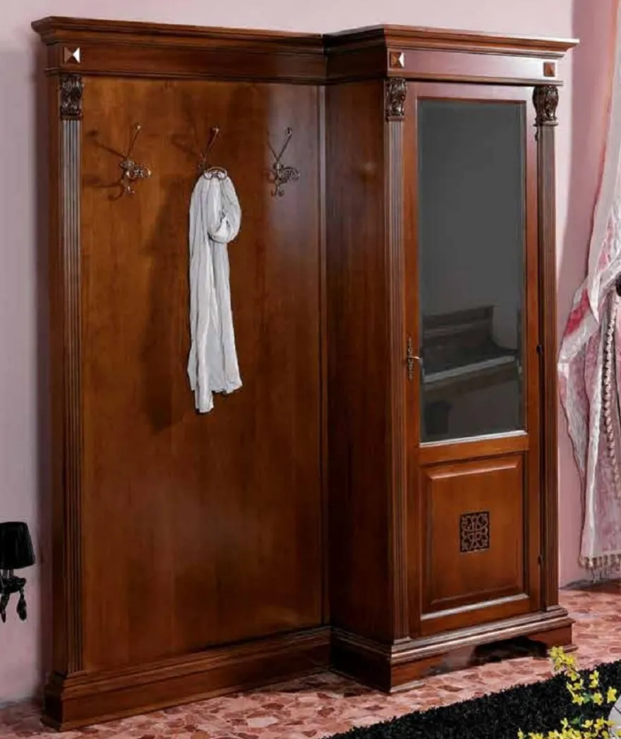 Casa Padrino Luxus Barock Garderobe mit Schrank Braun - Massivholz Garderobe im Barockstil - Luxus Garderoben Möbel im Barockstil - Luxus Qualität - Made in Italy