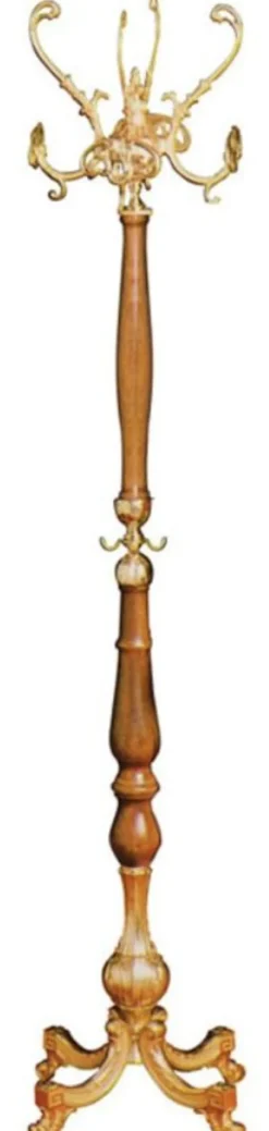 Casa Padrino Luxus Barock Garderobenständer Gold / Braun 45 x 45 x H. 175 cm - Edler Messing Kleiderständer - Barock Hotel Garderoben Möbel