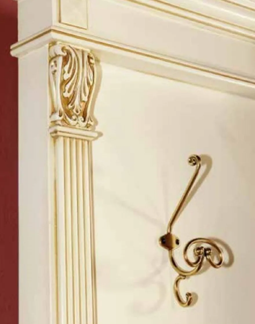 Casa Padrino Luxus Barock Garderobe mit Schrank Creme / Gold - Massivholz Garderobe im Barockstil - Luxus Garderoben Möbel im Barockstil - Luxus Qualität - Made in Italy