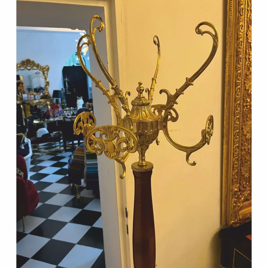 Casa Padrino Luxus Barock Garderobenständer Gold / Dunkelbraun H. 180 cm - Made in Italy