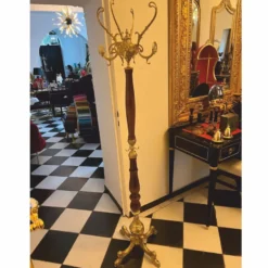 Casa Padrino Luxus Barock Garderobenständer Gold / Dunkelbraun H. 180 cm - Made in Italy