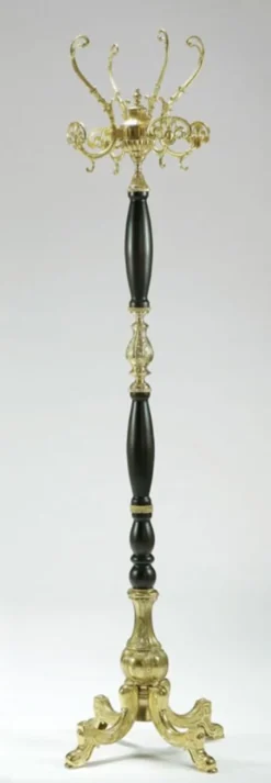 Casa Padrino Luxus Barock Garderobenständer Gold / Schwarz 45 x 45 x H. 170 cm - Edler Messing Kleiderständer - Barock Hotel Garderoben Möbel