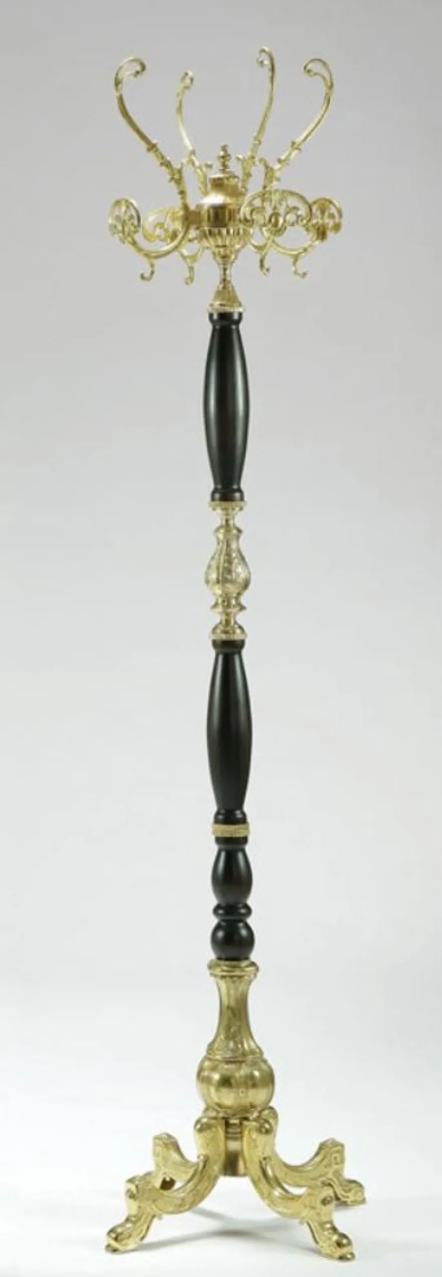 Casa Padrino Luxus Barock Garderobenständer Gold / Schwarz 45 x 45 x H. 170 cm - Edler Messing Kleiderständer - Barock Hotel Garderoben Möbel