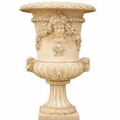 Casa Padrino Luxus Barock Garten Deko Keramik Blumentopf Antik Beige Ø 102 x H. 162 cm