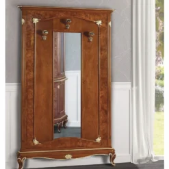 Casa Padrino Luxus Barock Garderobe mit Spiegel Braun / Gold 113 x H. 200 cm - Made in Italy