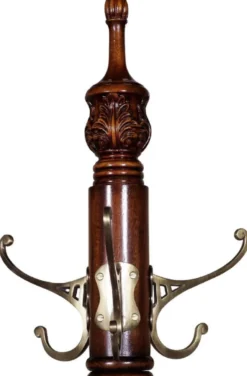 Casa Padrino Luxus Barock Garderobenständer Dunkelbraun 55 x 55 x H. 157,5 cm - Edler Massivholz Kleiderständer - Barock Hotel Garderoben Möbel