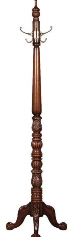 Casa Padrino Luxus Barock Garderobenständer Dunkelbraun 55 x 55 x H. 157,5 cm - Edler Massivholz Kleiderständer - Barock Hotel Garderoben Möbel