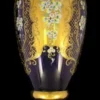 Casa Padrino Luxus Barock Glas Vase Blau / Mehrfarbig / Gold H. 110 cm - Prunkvolle handgefertigte & handbemalte Blumenvase - Barock Deko Accessoires