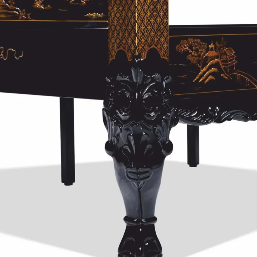 Casa Padrino Luxus Barock Himmelbett im chinesischen Stil Schwarz / Gold - Schlafzimmer Möbel