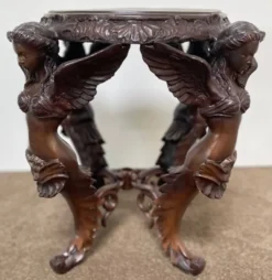 Casa Padrino Luxus Barock Hocker Engel Ø 51 x H. 48 cm - Runder Bronze Sitzhocker im Barockstil - Barock Möbel